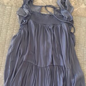 Anthropologie Lavender Blue Ruffle Smocked Tank Tunic